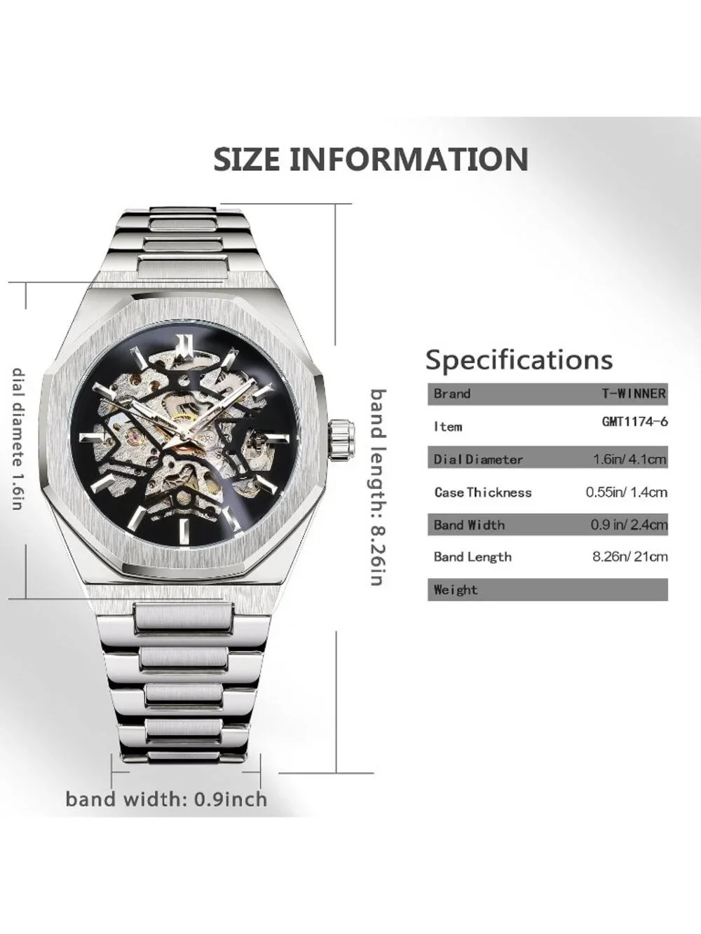 Men's Silver Black Automatic Mechanical Limited Luxury Carved Dial Wrist Watch